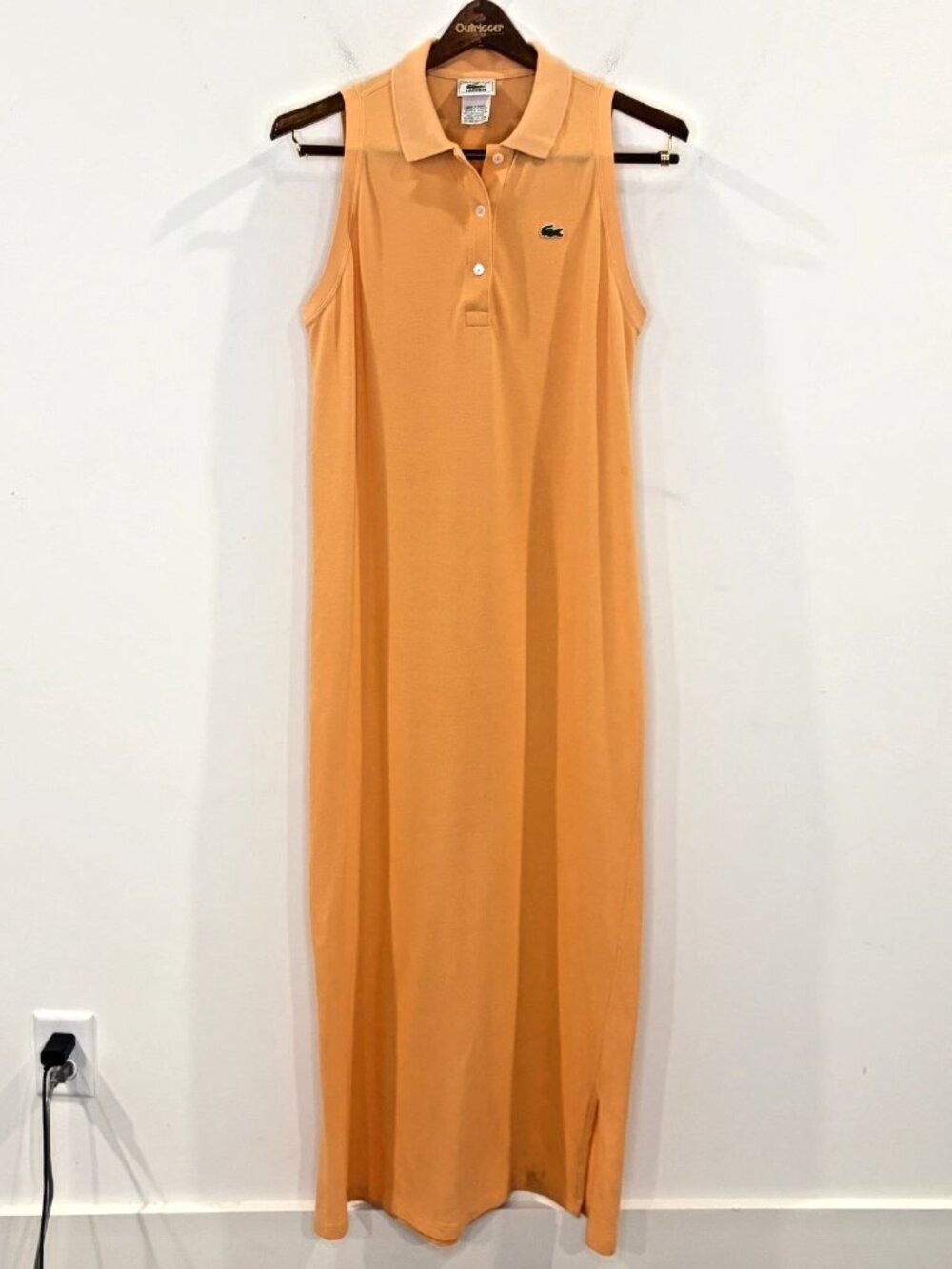 Lacoste Maxi Dress Sz 44/US XL Pique Polo Sleeveless Orange Preppy Alligator